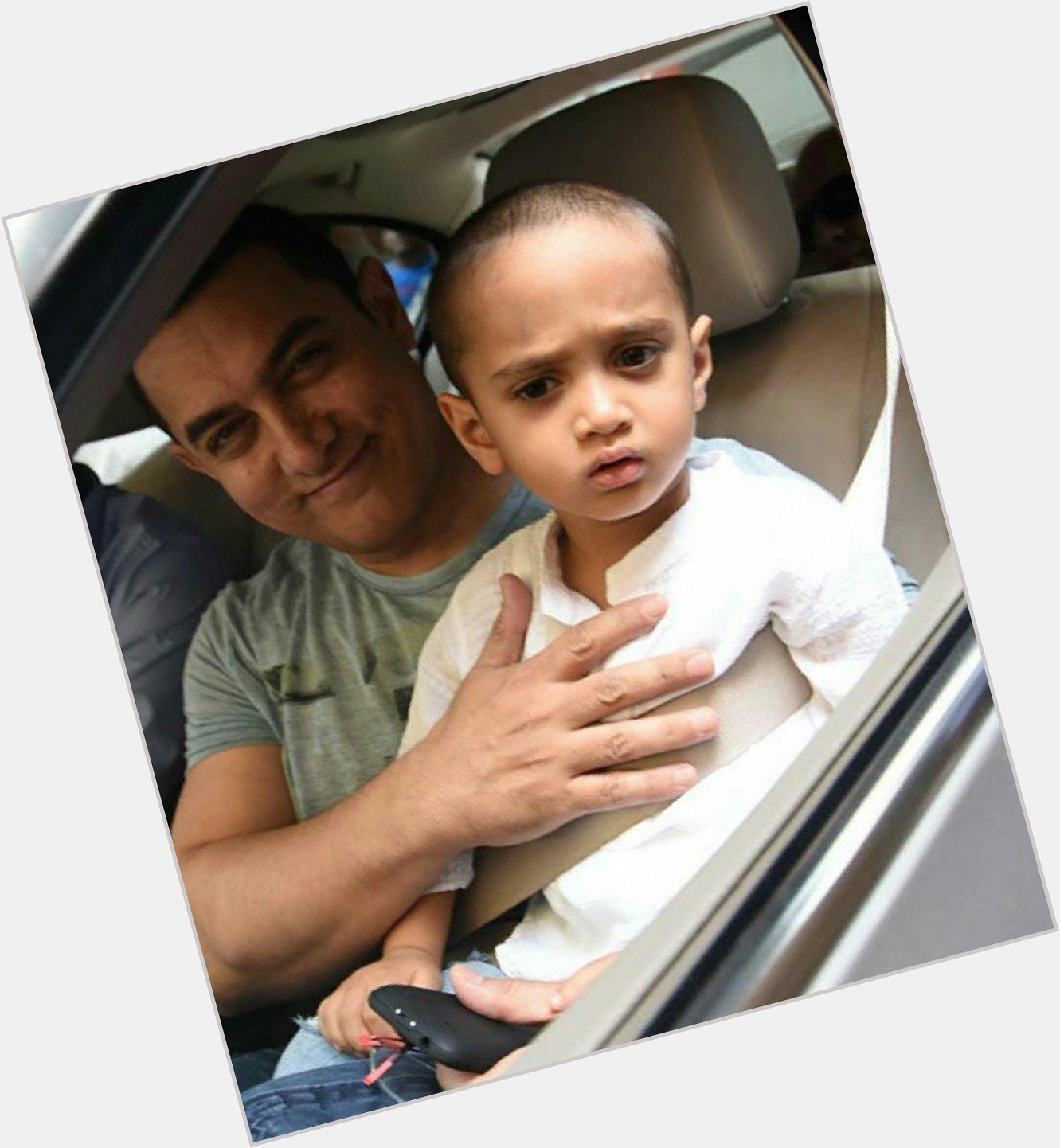 Bollywood @ 12 megapixels- with his youngest son Azad. 
Happy Birthday Aamir Khan 
