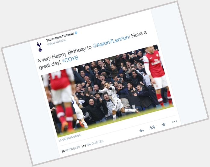 Tottenham Hotspur wish Aaron Lennon Happy Birthday on message on wrong day 