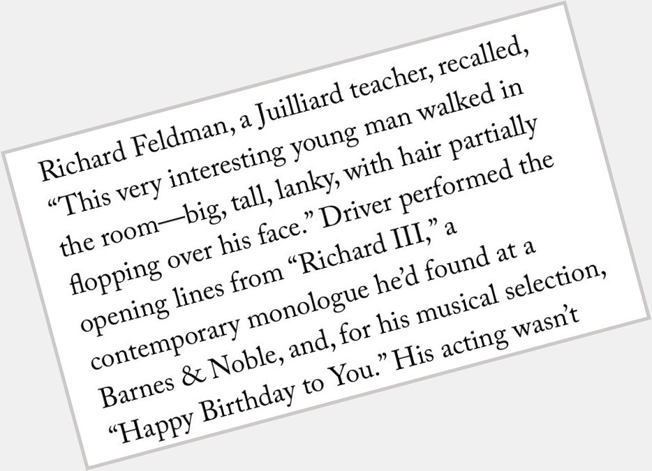 Just mulling over Adam Driver singing happy birthday for his Julliard audition  