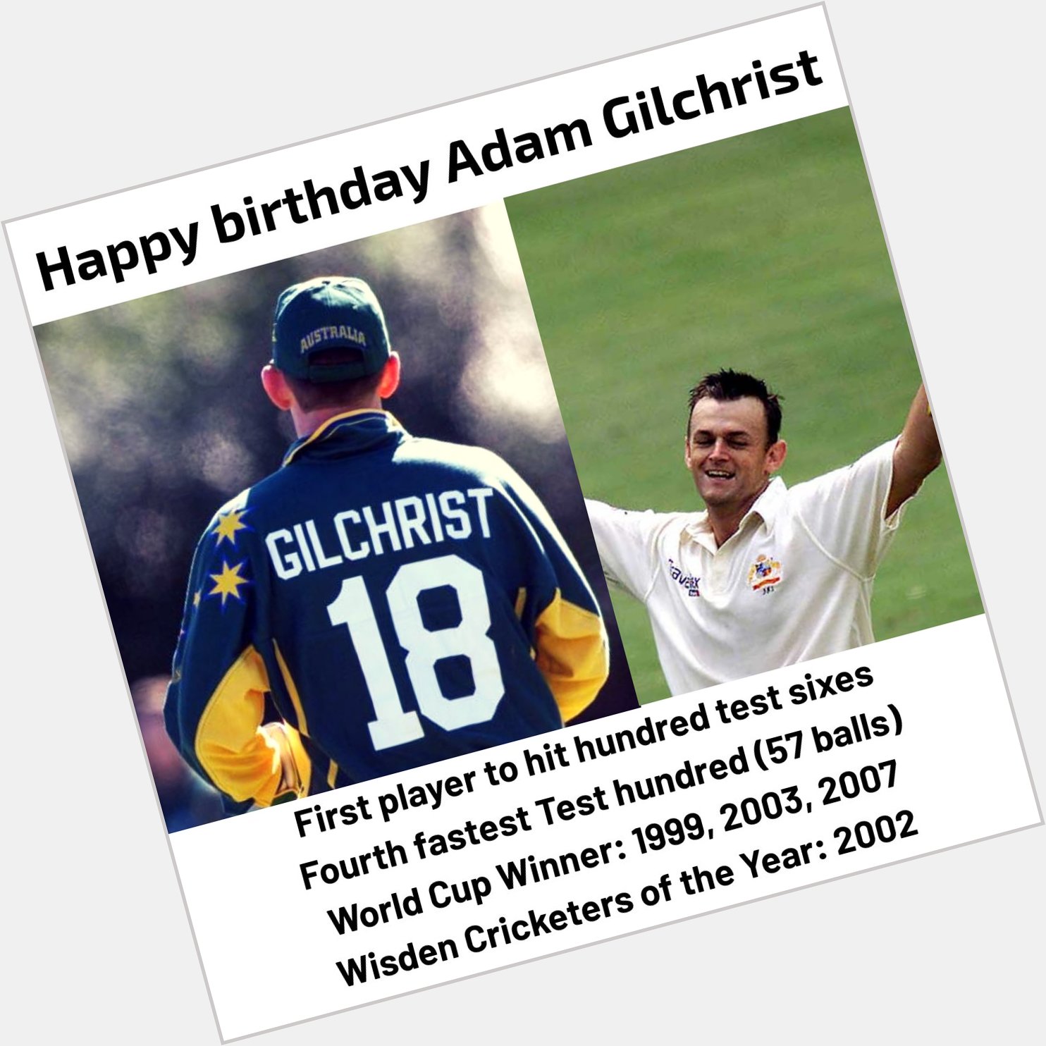 A very happy birthday to Adam Gilchrist  