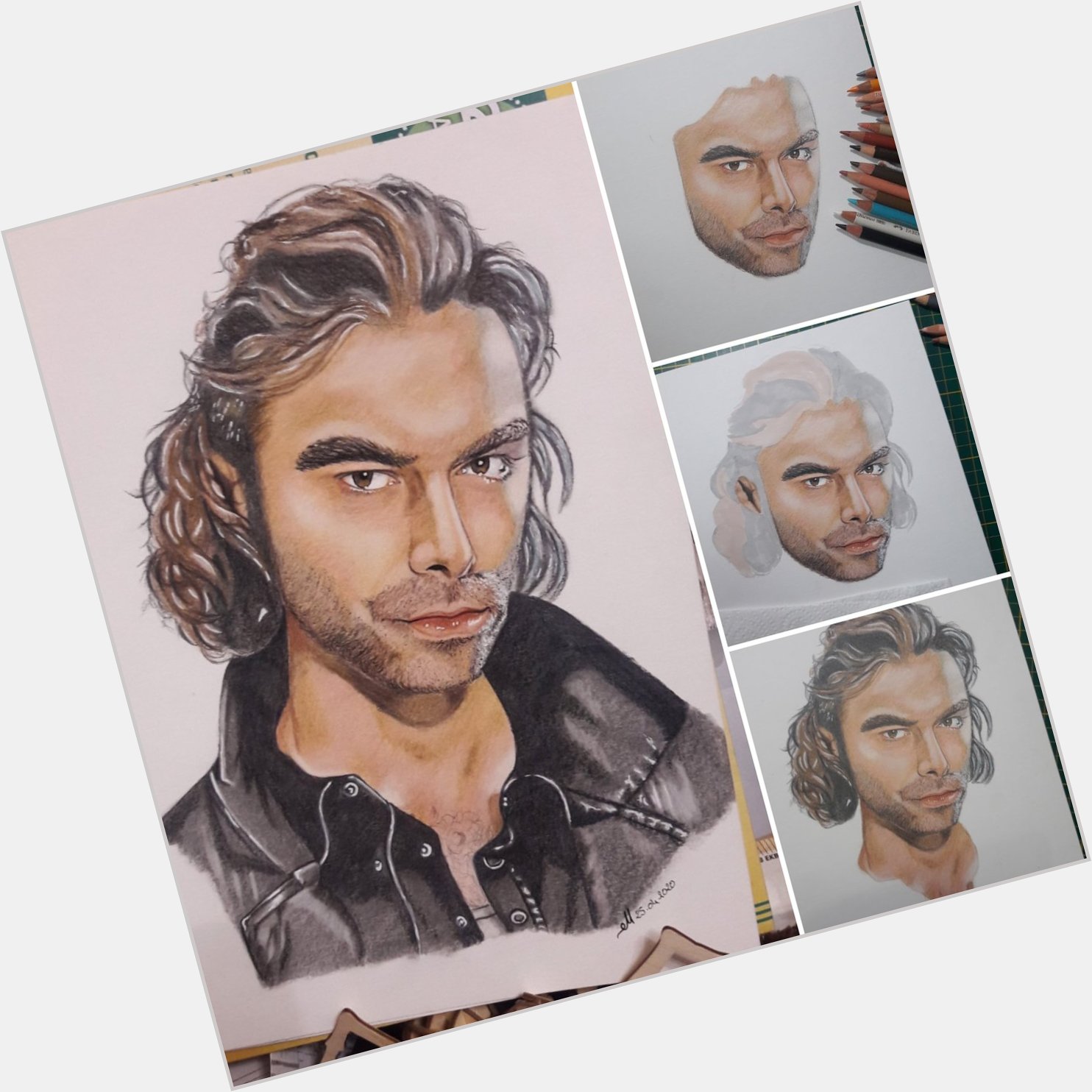  Happy birthday Mister Aidan Turner . 
Drawing by me . Kiss from France 