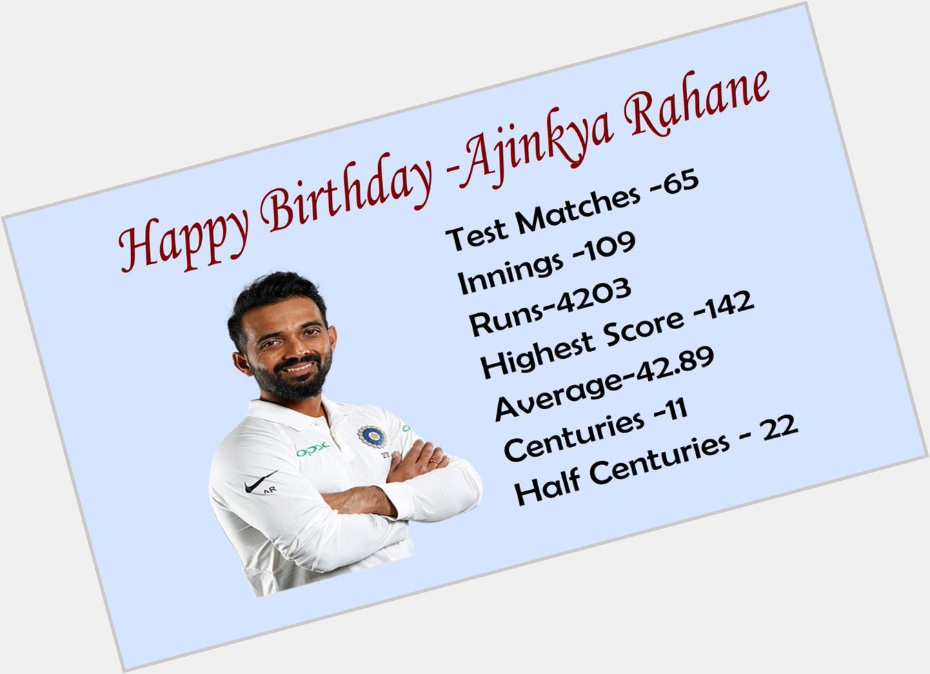 Happy Birthday Ajinkya Rahane.  