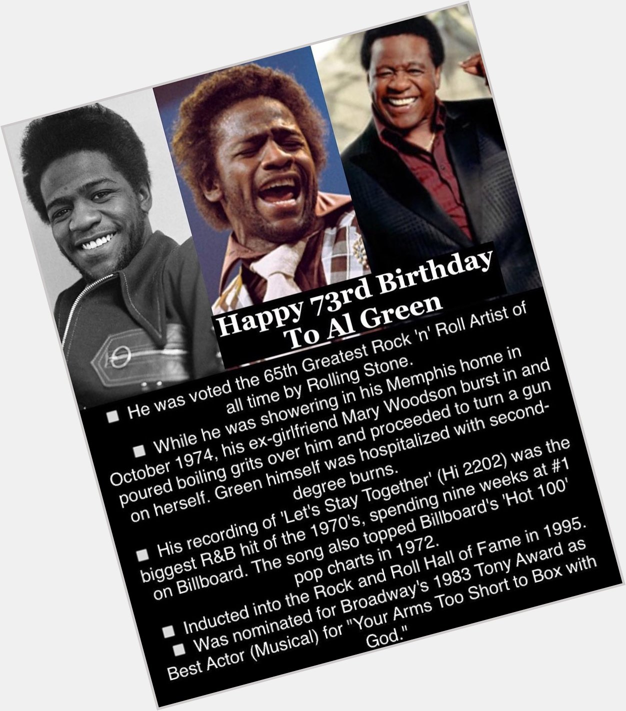 April 13: Happy 73rd Birthday to Al Green 