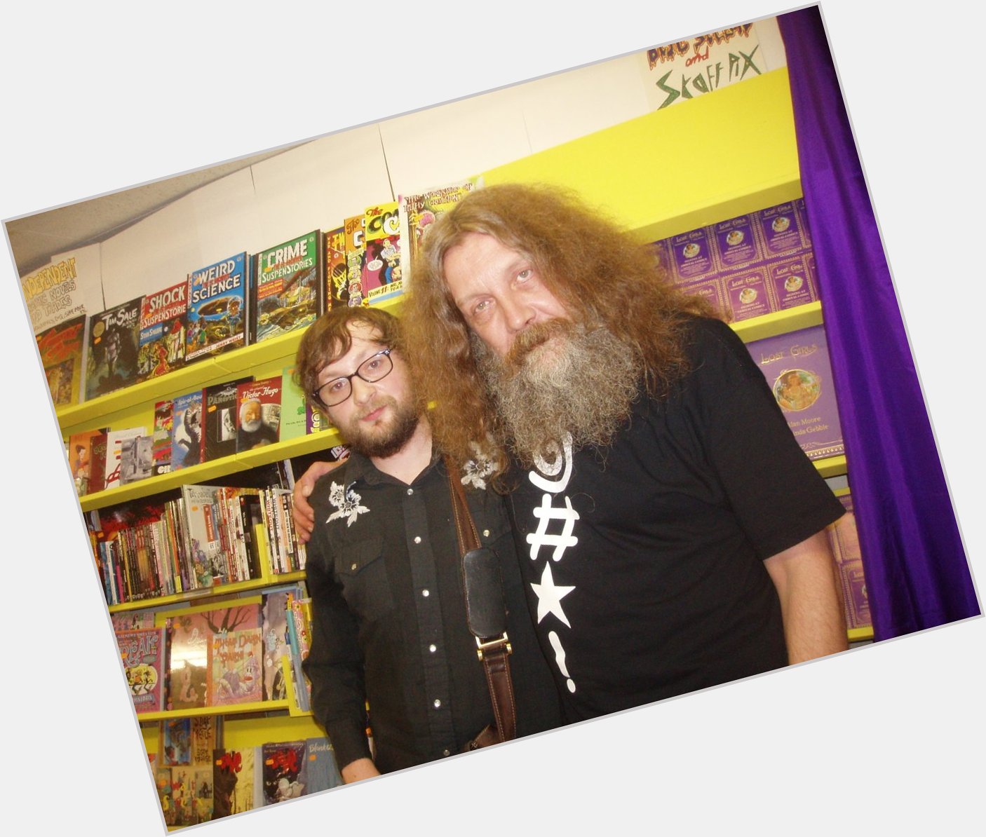 Happy birthday Alan Moore, lots of love, your son x 