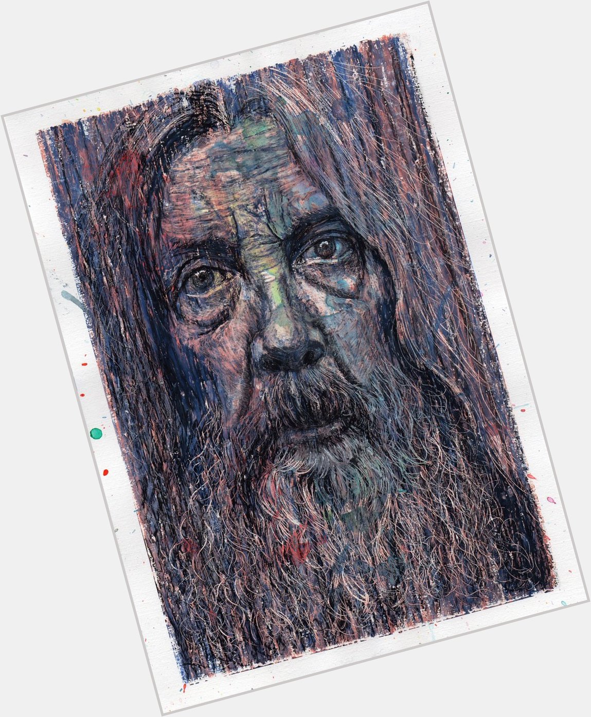Happy birthday Alan Moore! This picture: oil and ink on acrylic paper, 21cm x 30cm. 