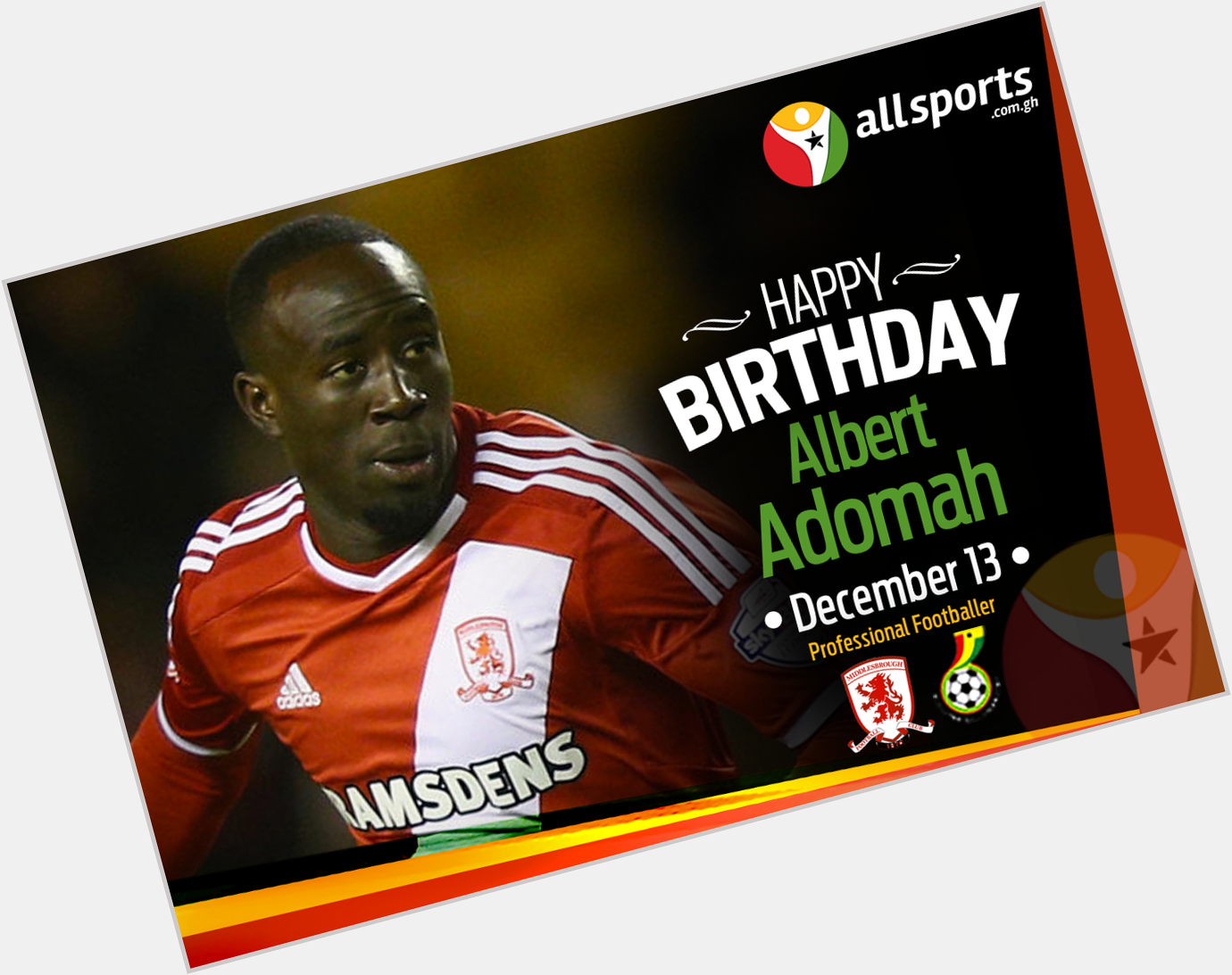 AllSportGh wishes & midfielder ALBEADOMAH,A Happy 28th Birthday!  