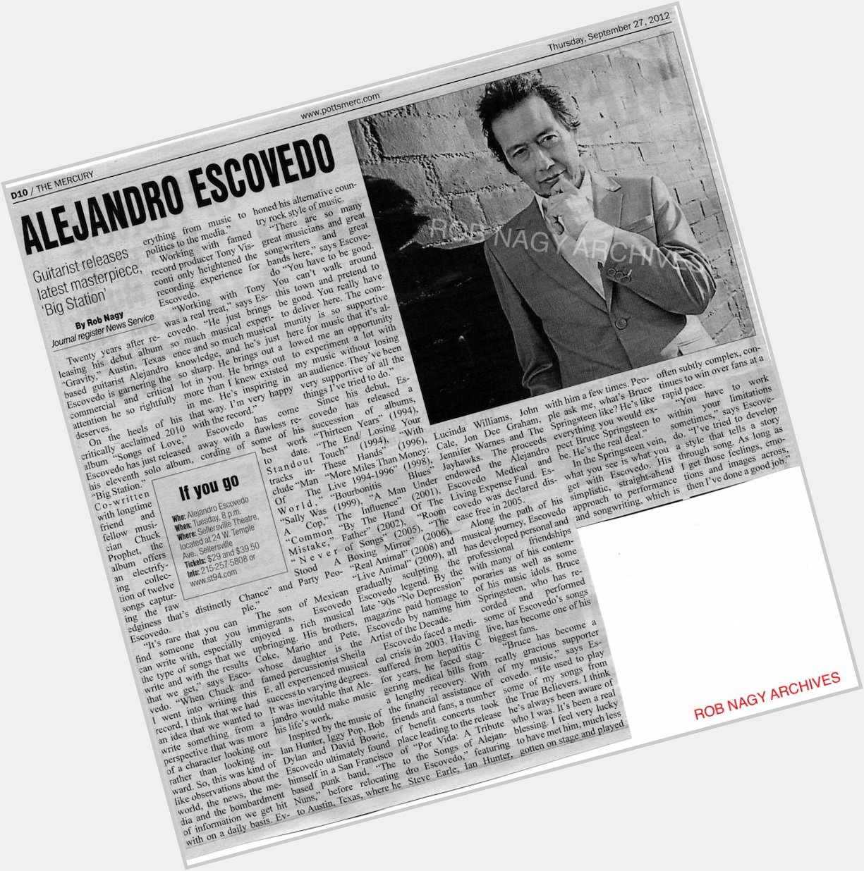 Happy birthday to Alejandro Escovedo. Rob Nagy Archives    