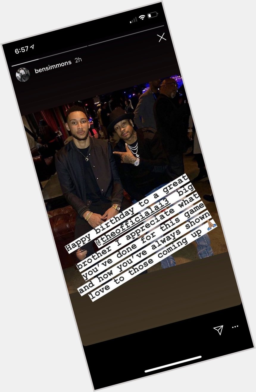 Ben Simmons wishing franchise legend Allen Iverson a happy birthday today 