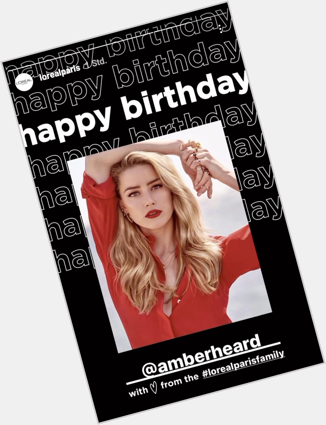 L\Oréal wishing Amber Heard a happy birthday   