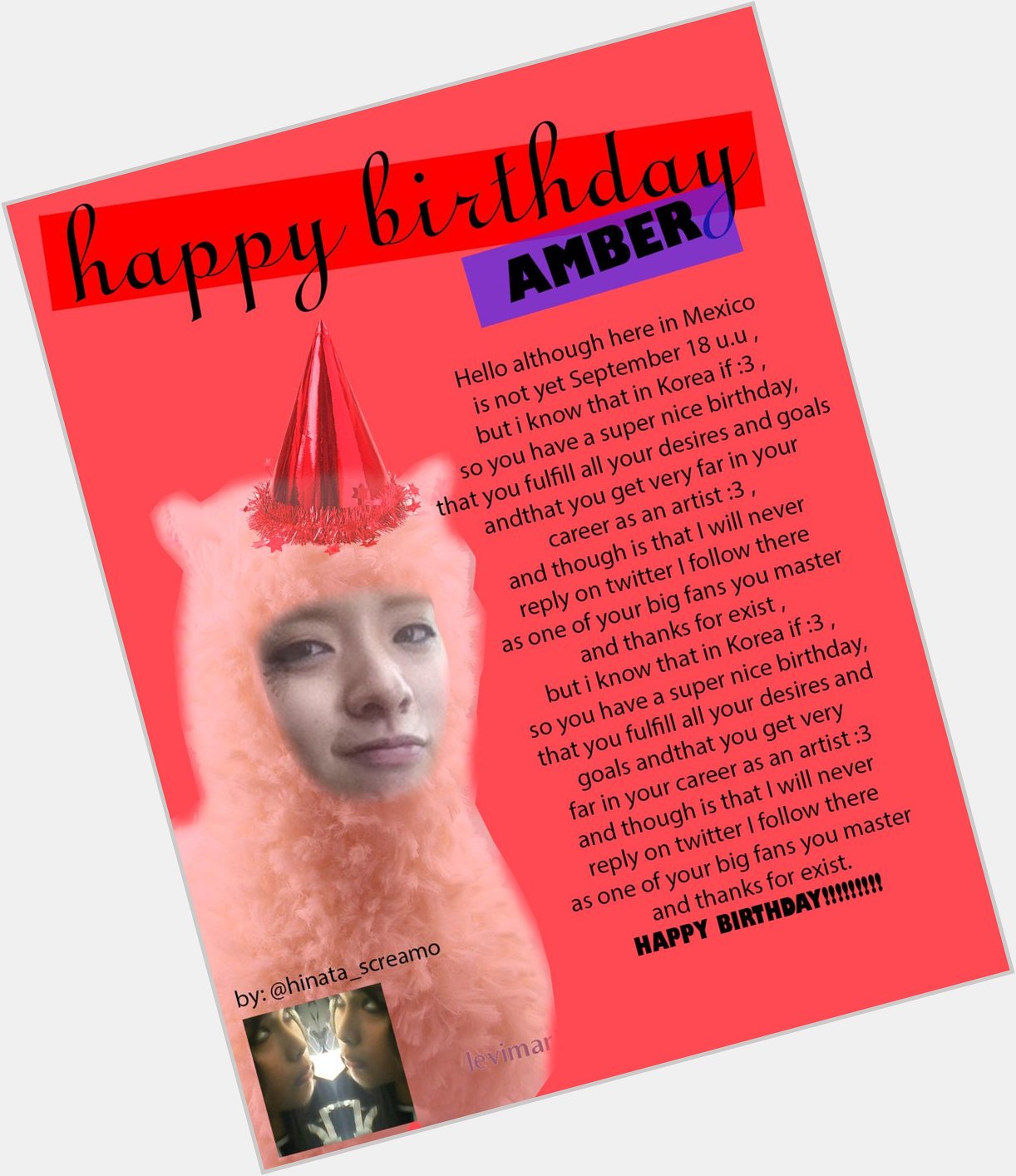  I hope you like it a lot :3 happy birthday amber :3
 AMBER LIU JOSEPHINE BY ALWAYS 