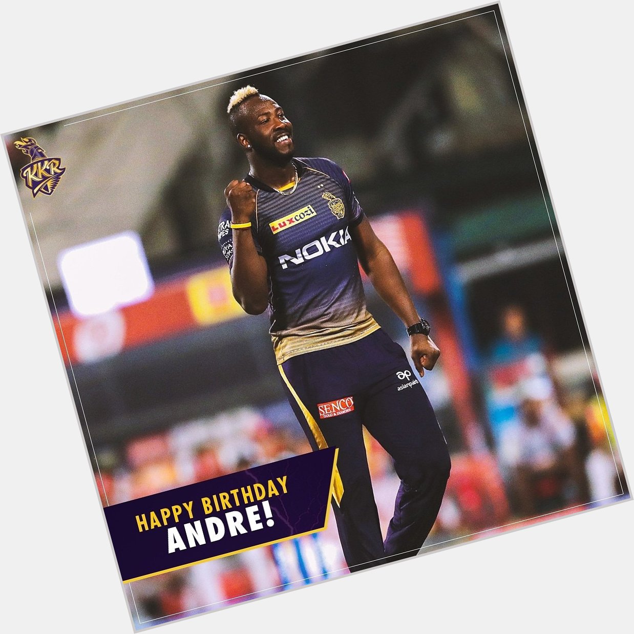 Happy birthday Andre Russell .you are also playing outstanding in KKR team, specially last night 
