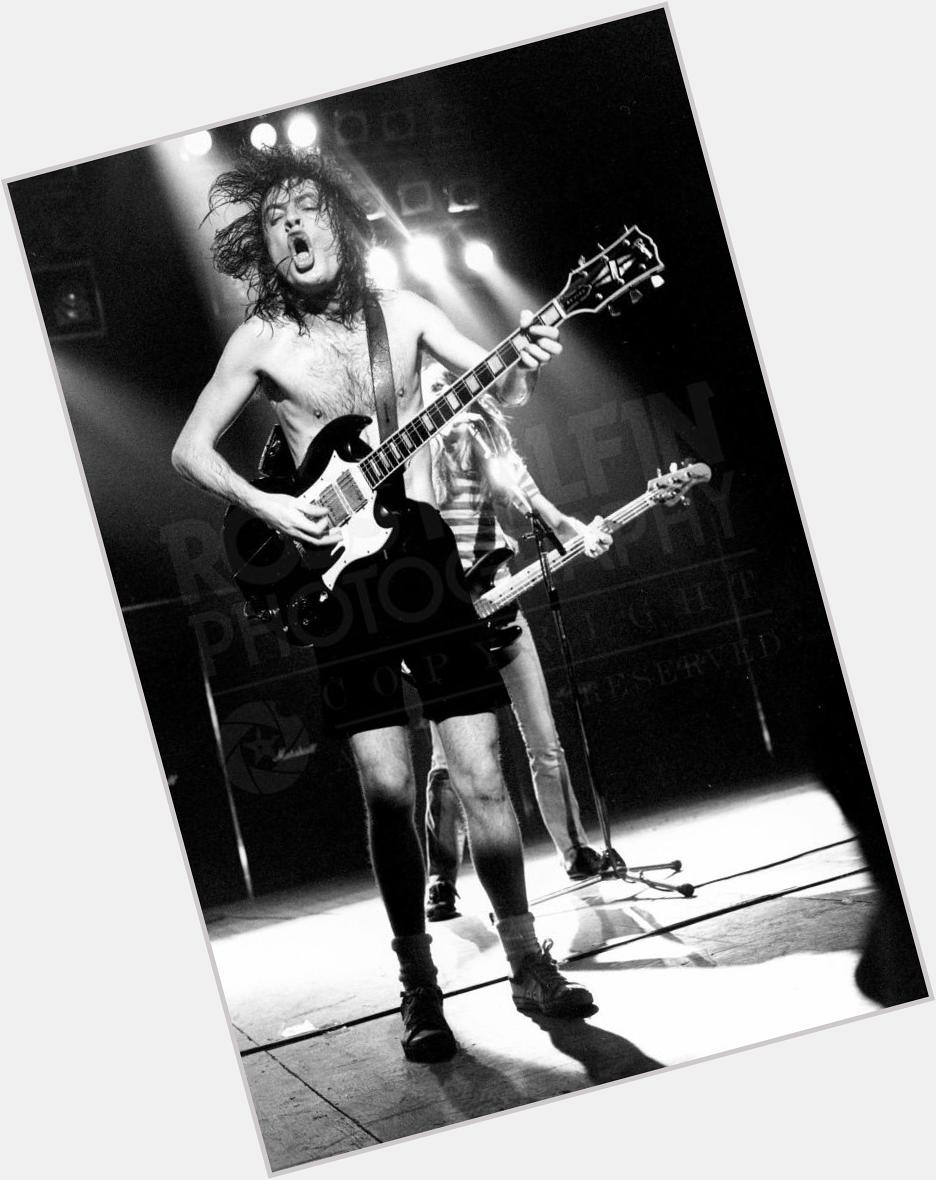 Happy Birthday Angus Young . Here\s Angus at the Hammersmith Odeon back in 1980 on the \ Back in Black\tour 