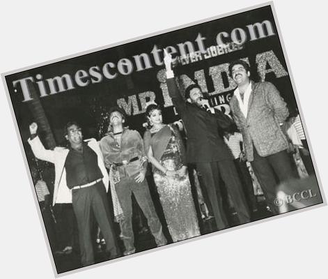 Happy Birthday to Jhakaas Anil Kapoor.Seen hr with team of Mr India at the film\s Silver Jub Celebn in Mumbai in 1988 