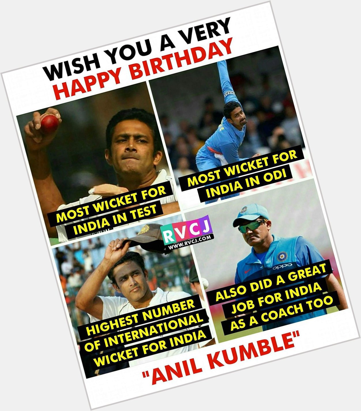 Wish You Very Happy Birthday Anil Kumble. 
