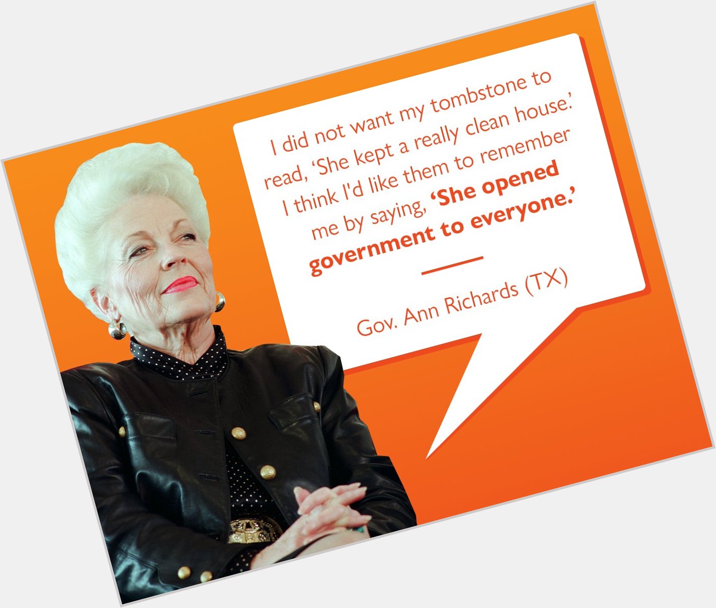 Happy birthday Ann Richards! Greg Abbott will never leave a legacy like yours. 