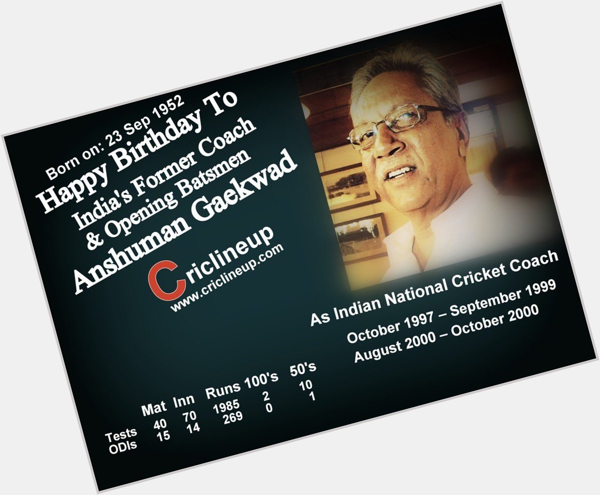 Happy Birthday to India\s Former coach and opening Batsman Anshuman Gaekwad 