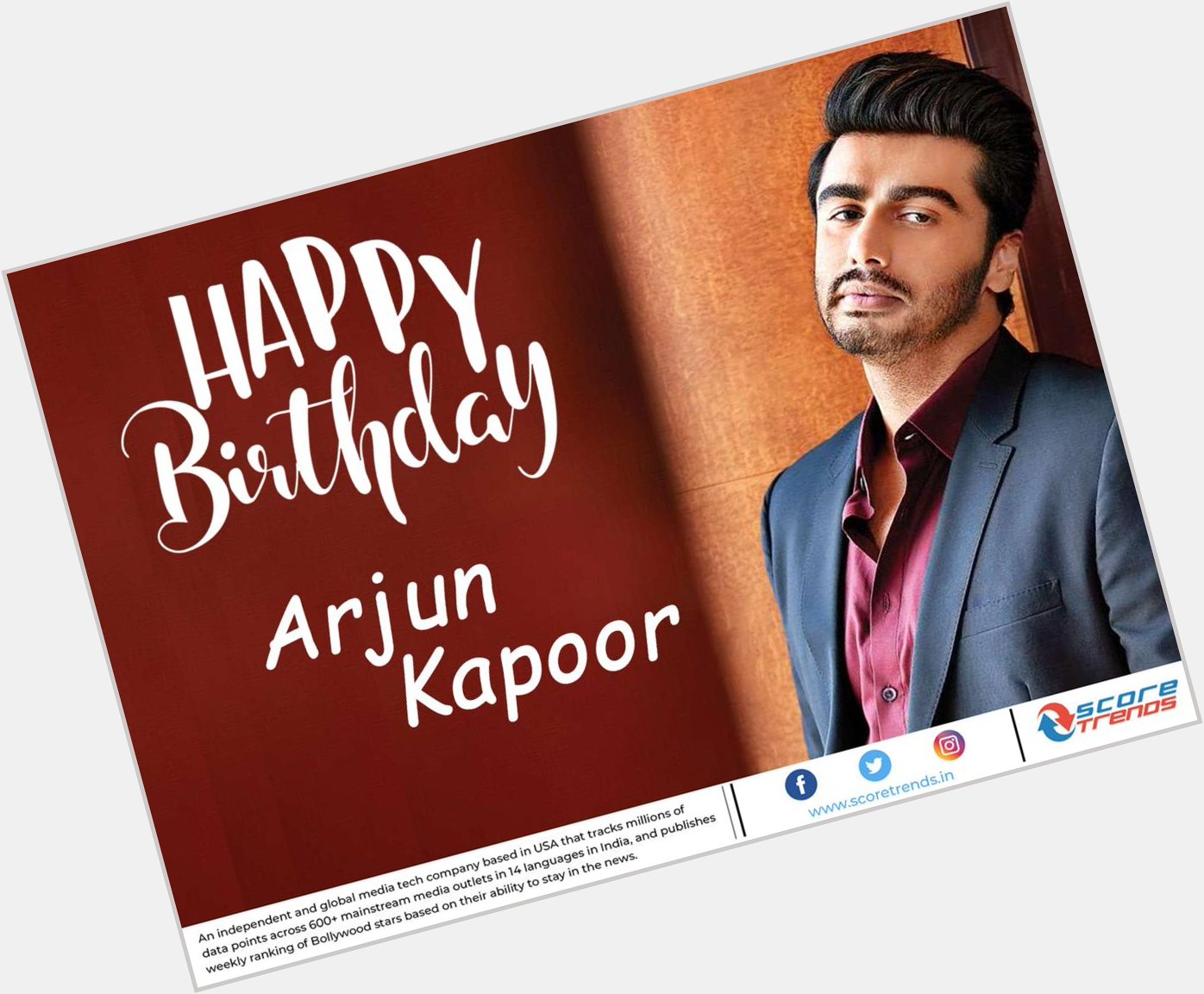 Score Trends wishes Arjun Kapoor a Happy Birthday!! 