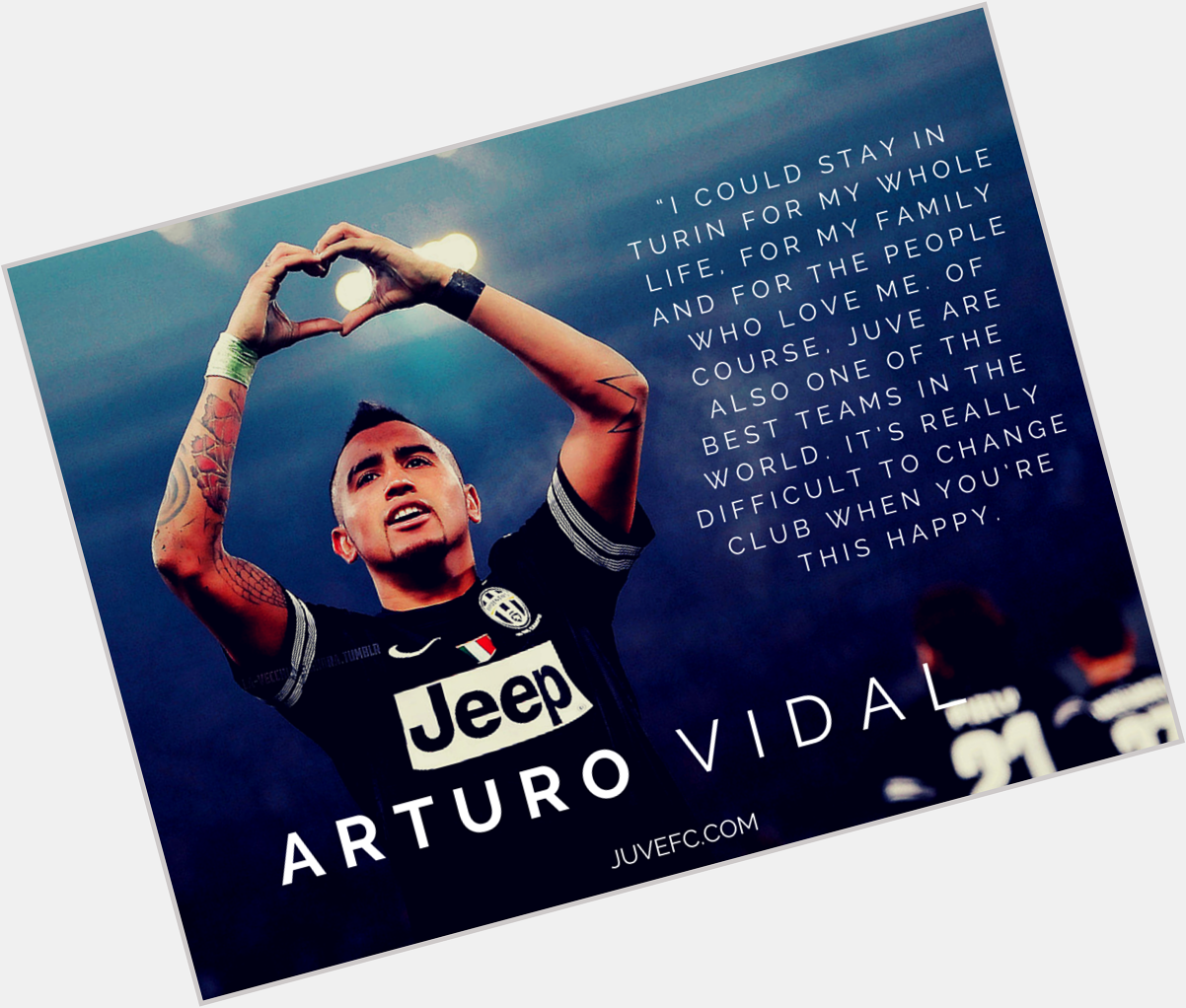 \"Happy Birthday to Il Guerriero, King Arturo - Arturo Vidal.
 4 Scudetti, 2 SuperCoppa, Coppa Italia = 1 Love 