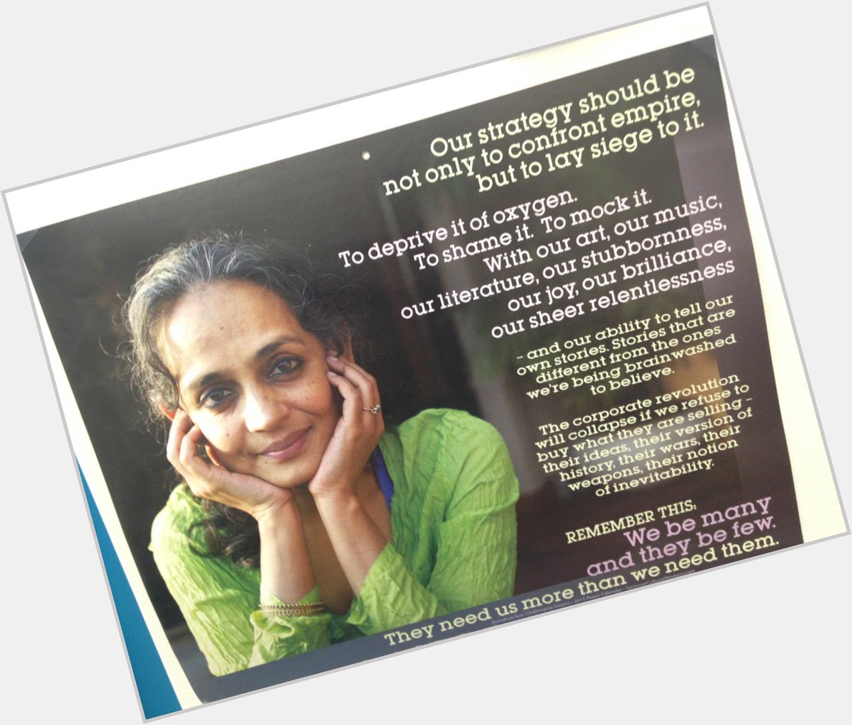 Happy birthday Arundhati Roy! Decided the door of my office needed more of her wisdom  