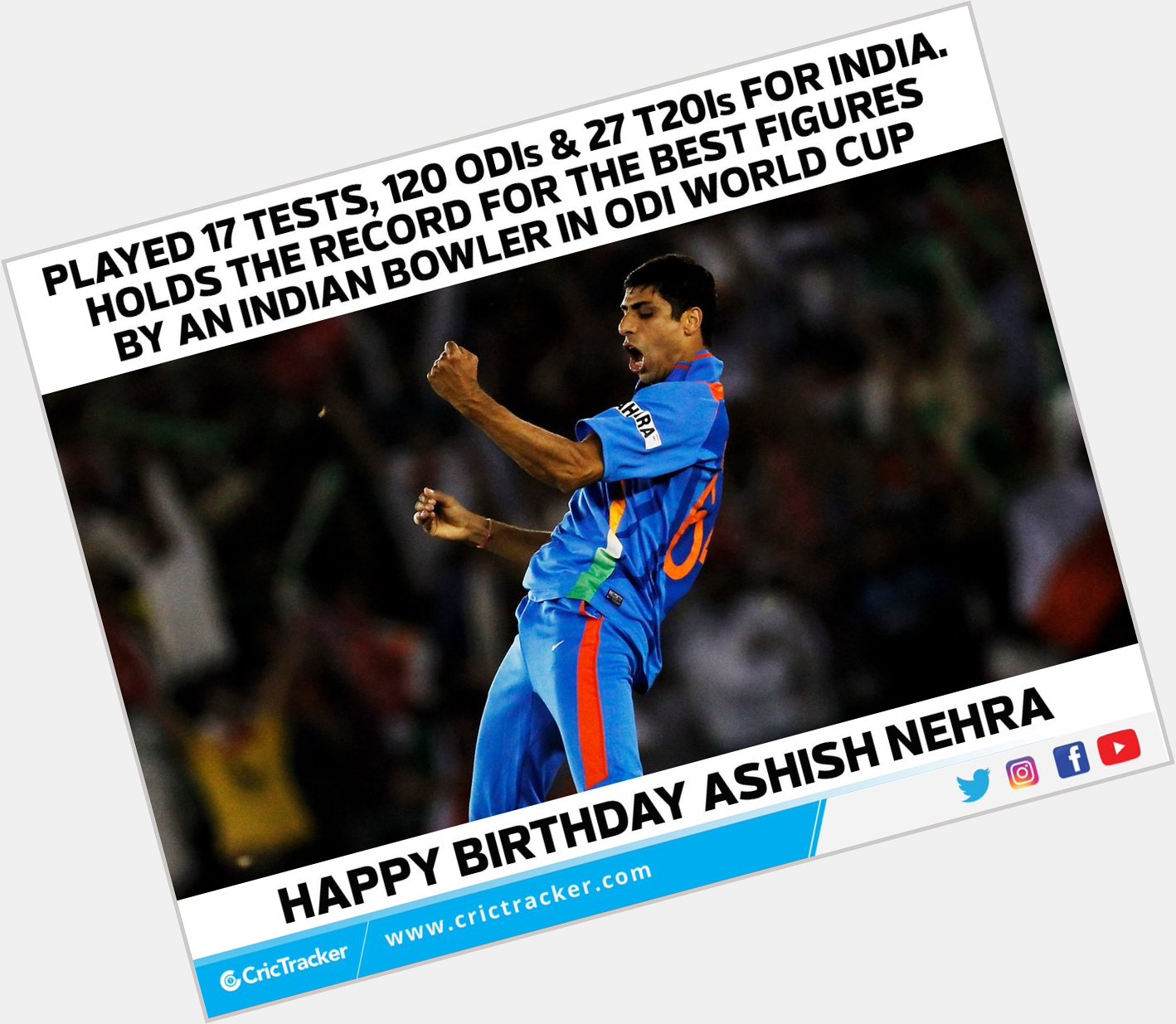 Wishing former Indian pacer Ashish Nehra a very happy birthday. 
