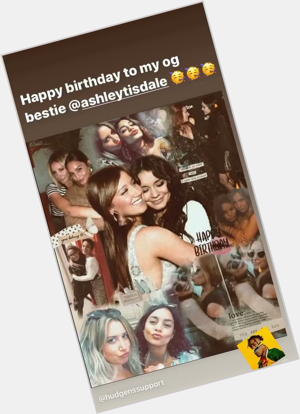  | Vanessa Hudgens wished Happy Birthday to her bestfriend Ashley Tisdale, via instagram stories. 