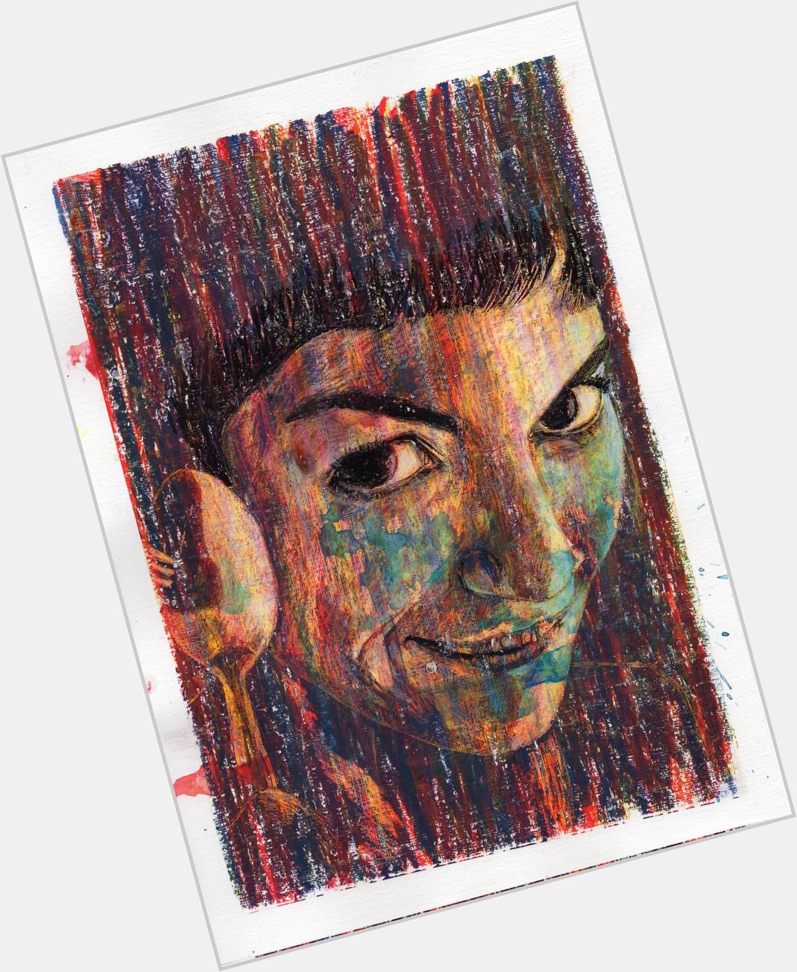 Happy birthday Audrey Tautou! This picture: oil and ink on acrylic paper, 21cm x 30cm. 