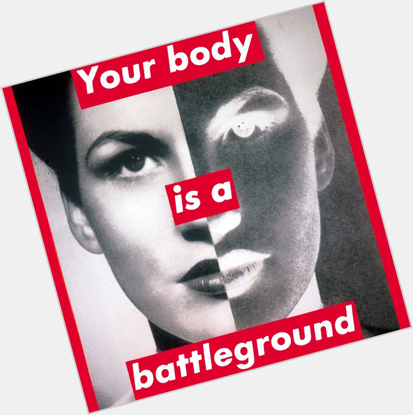 Happy birthday barbara kruger--i\m sad to say that even though this was made in the 80s it\s still relevant today 