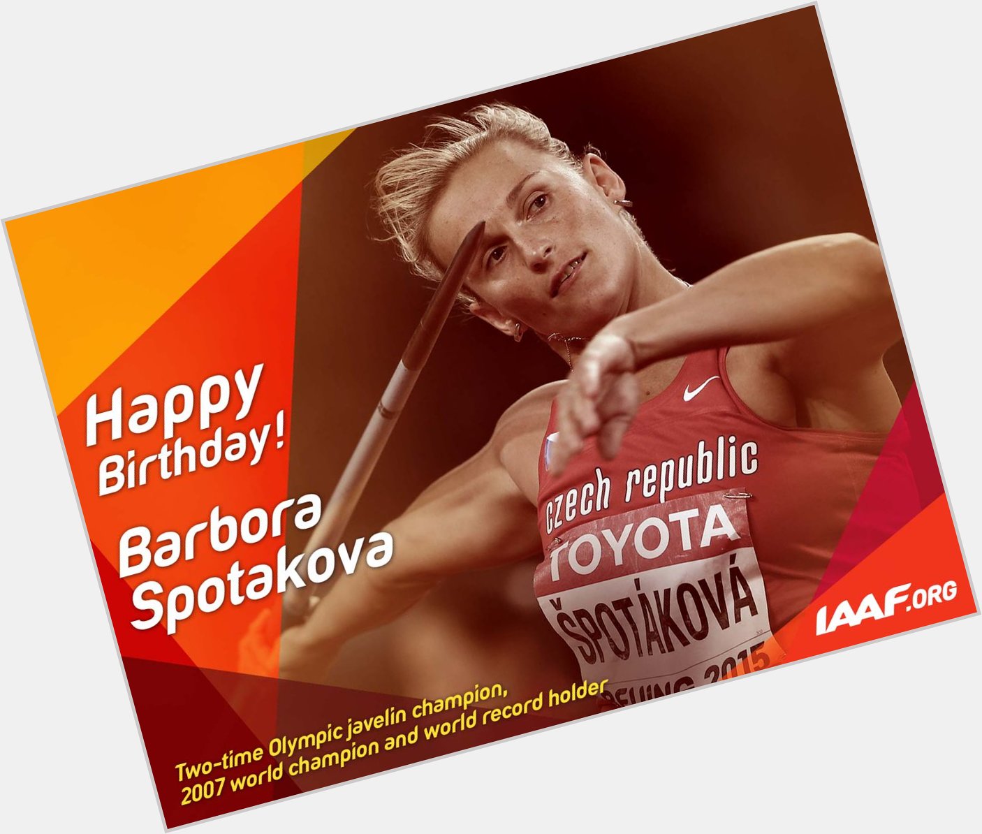 Happy birthday to javelin world record holder Barbora Spotakova! 