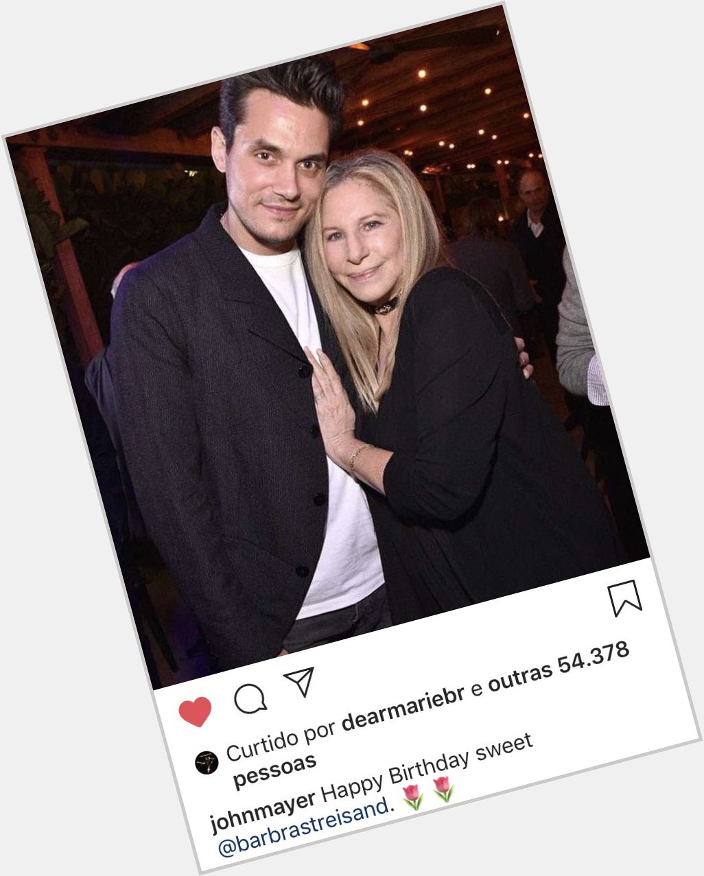 John Clayton Mayer posted this pic to wish Ms. Barbra Streisand a happy birthday and then...     