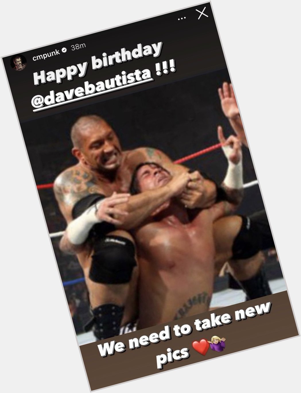 CM Punk wished Batista a Happy Birthday on his IG Story  
