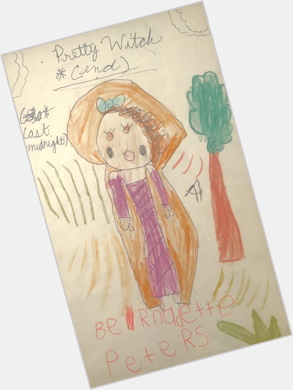 Happy Birthday, Bernadette Peters! (I drew this for you when I was 4.) 