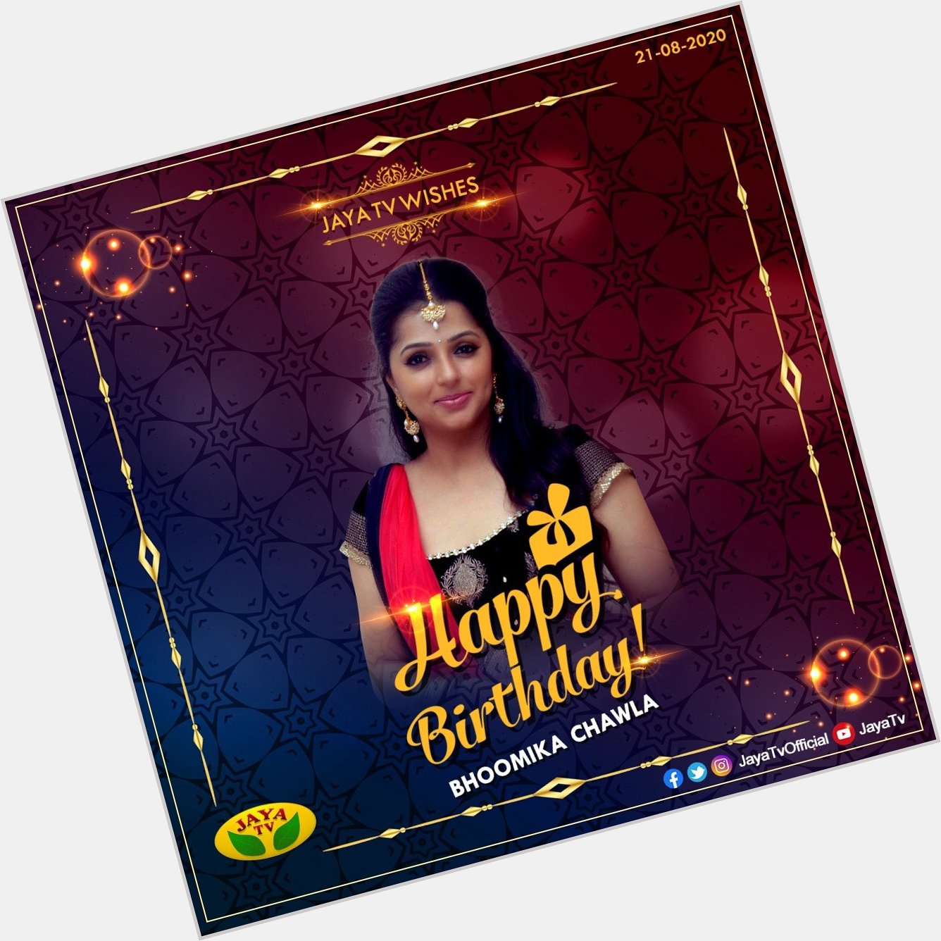 JayaTV wishes you a very Happy Birthday Bhoomika Chawla  