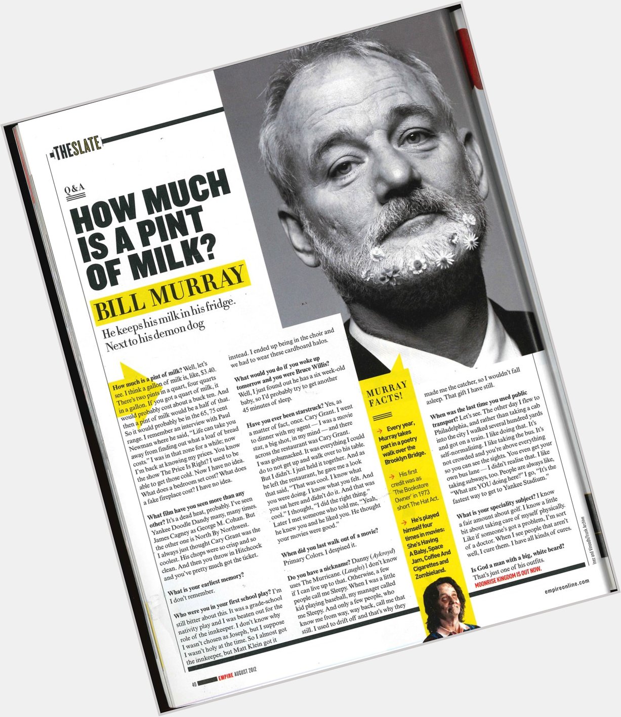 Happy birthday, Bill Murray! Here\s his Pint Of Milk interview with us, from 2012. 