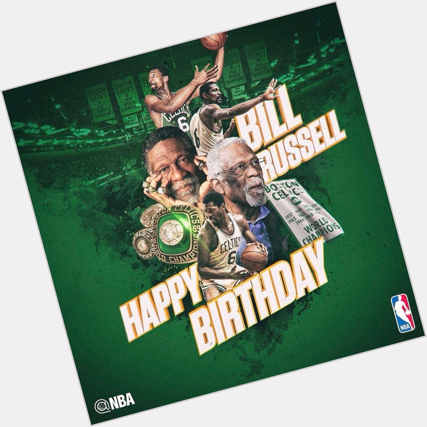 Happy Birthday to the winningest player in basketball Bill Russell! Where do you rank Bill Russell all-time? 