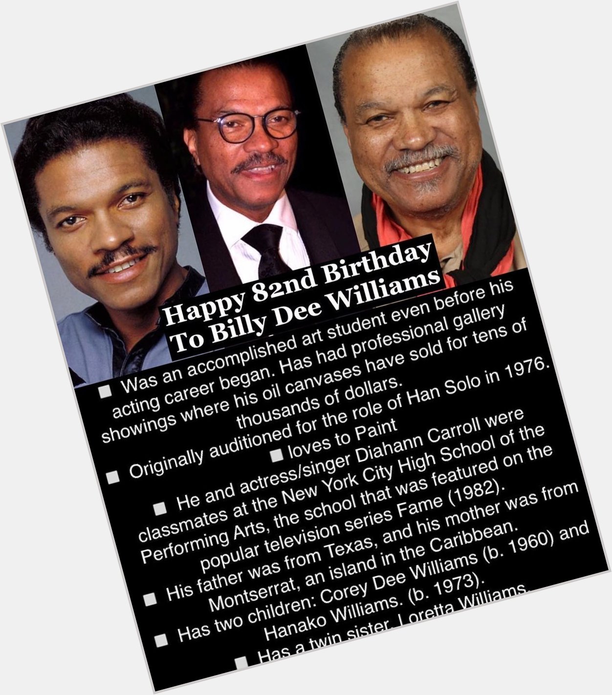 April 6: Happy 82nd Birthday to Billy Dee Williams 