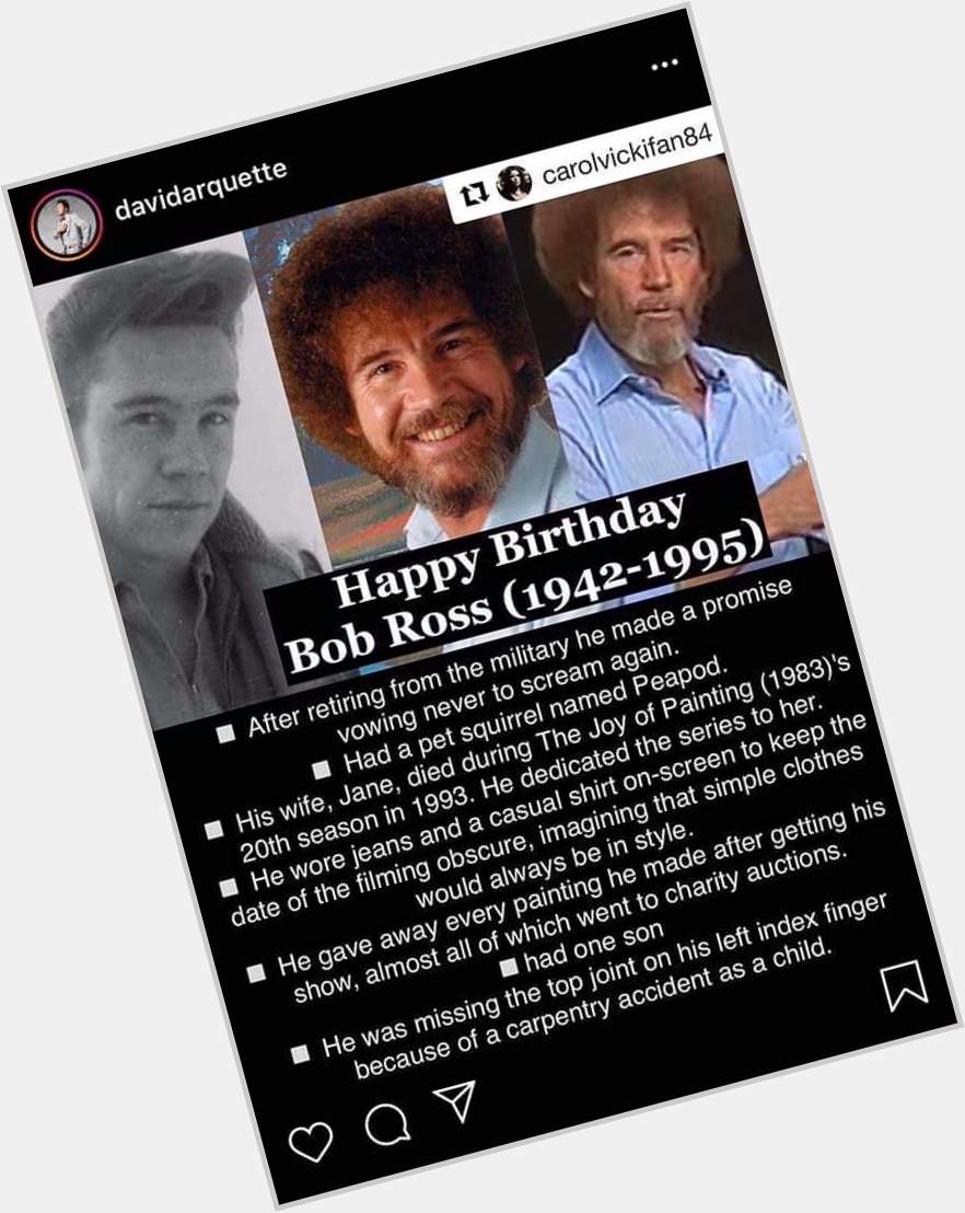 Happy birthday to one of the best wholesome people Bob Ross 