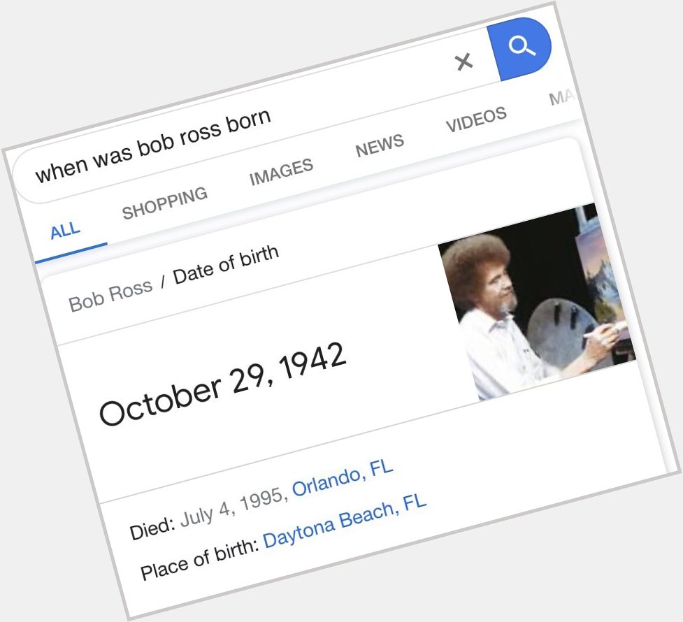 Happy birthday, bob ross. what a happy little accident you were. 