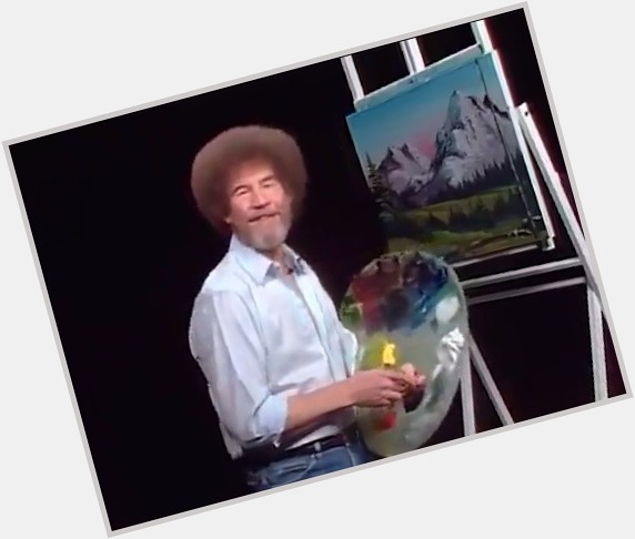 In honor of Bob Ross\ birthday, here he is sped up making a happy little mountain. 