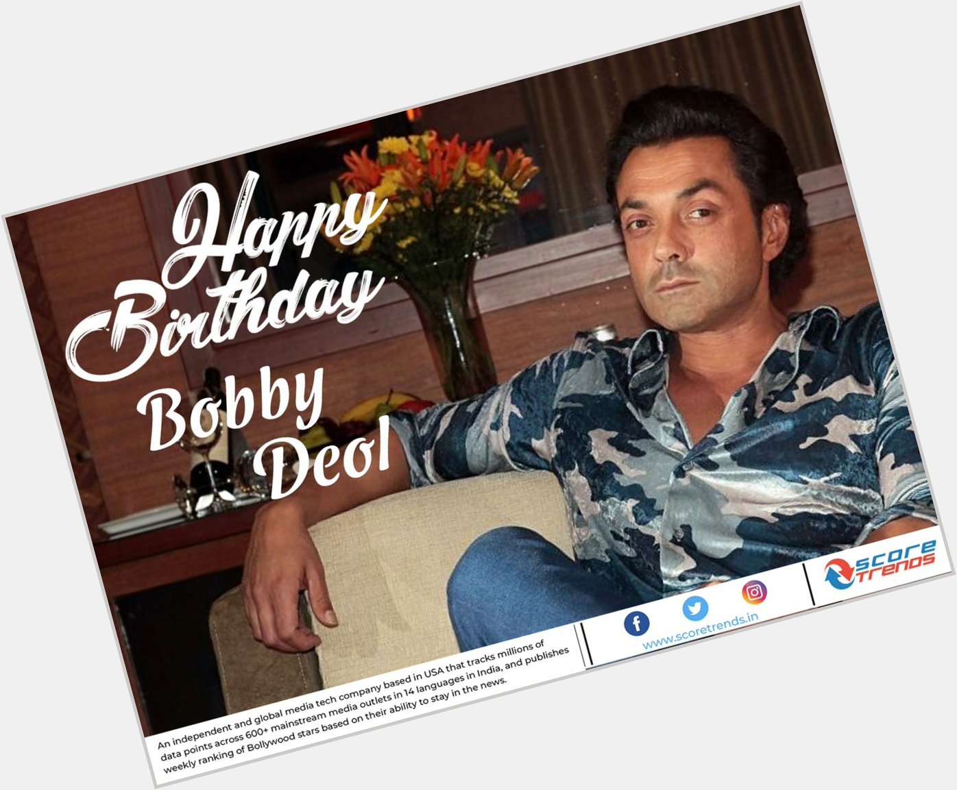 Score Trends wishes Bobby Deol a Happy Birthday!! 