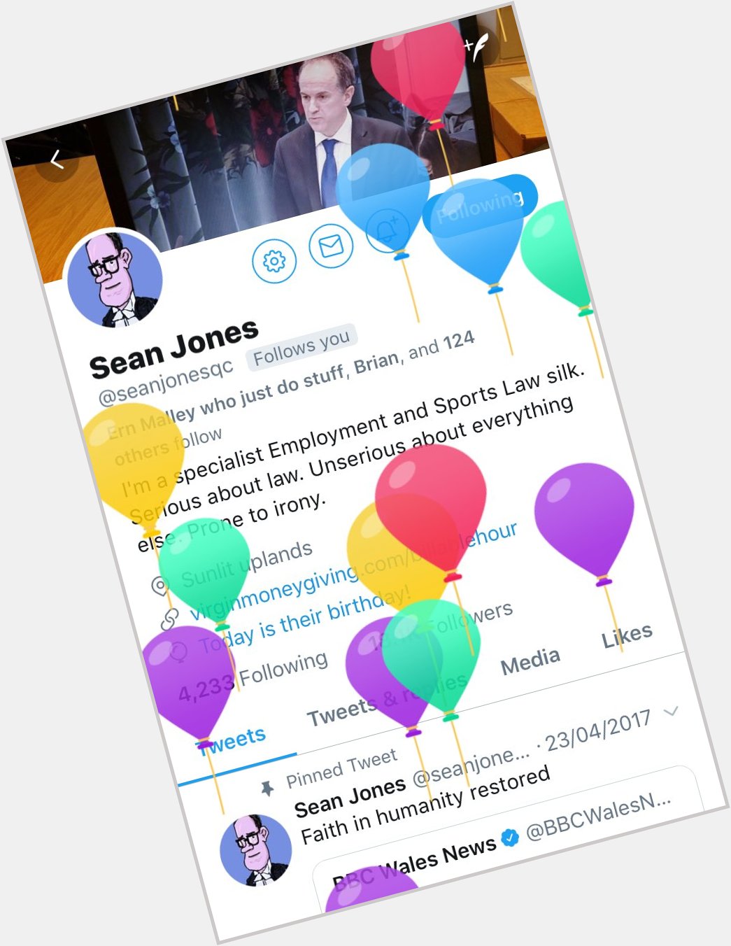 I mean I know you are no fan of Boris Johnson, but the balloons feel a bit much (Happy birthday!) 