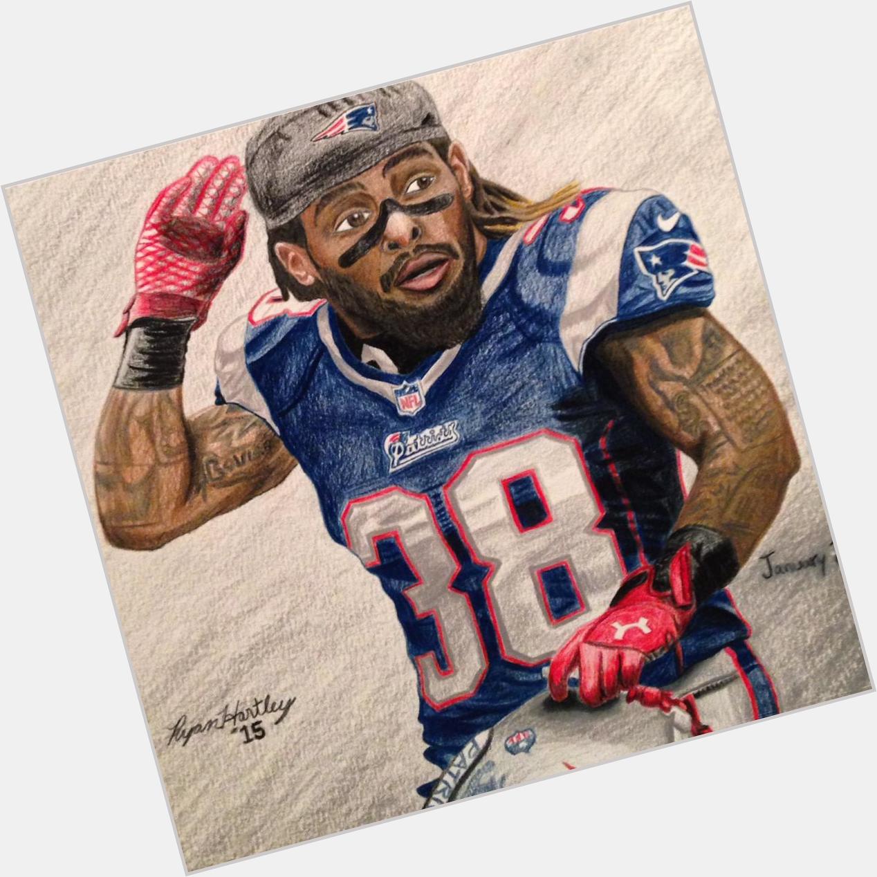 Colored pencil drawing of Pats RB Brandon Bolden...Happy Bday    