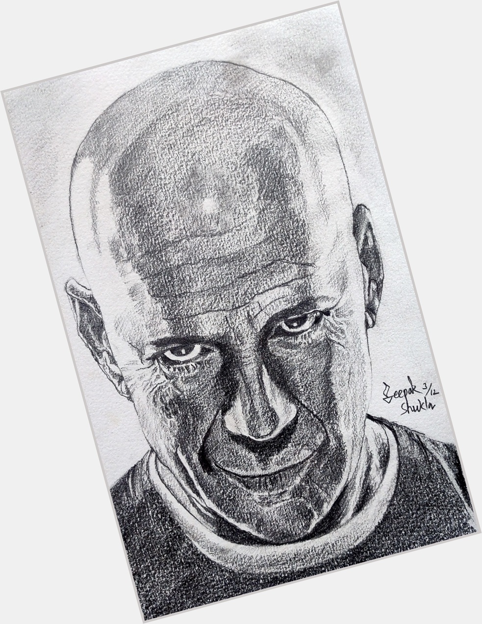 Happy Birthday Bruce Willis (Pencil on textured paper) 