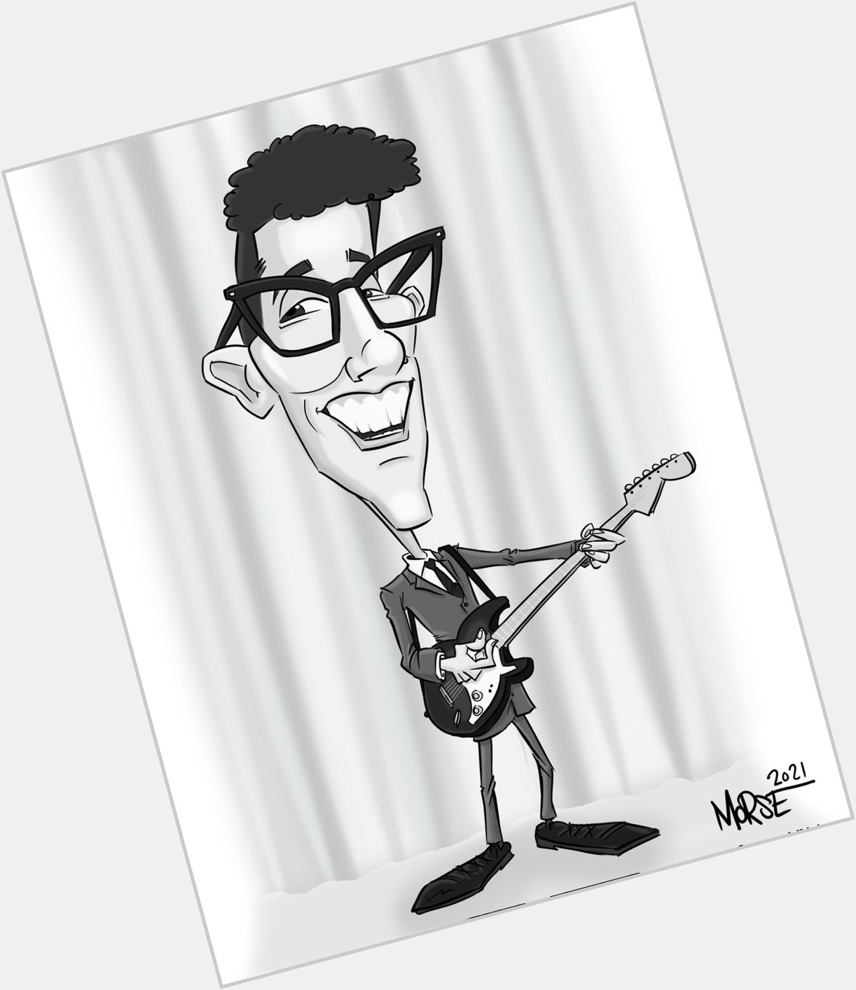 Happy Birthday to Buddy Holly!  Hey Peggy Sue, why not message me about getting a caricature? 