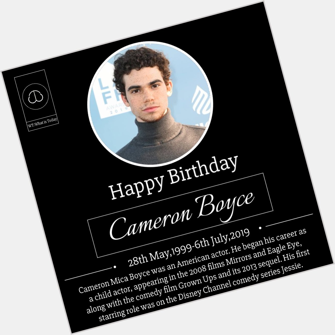 Rest in Peace Cameron Boyce.Happy Heavenly Birthday to you.  