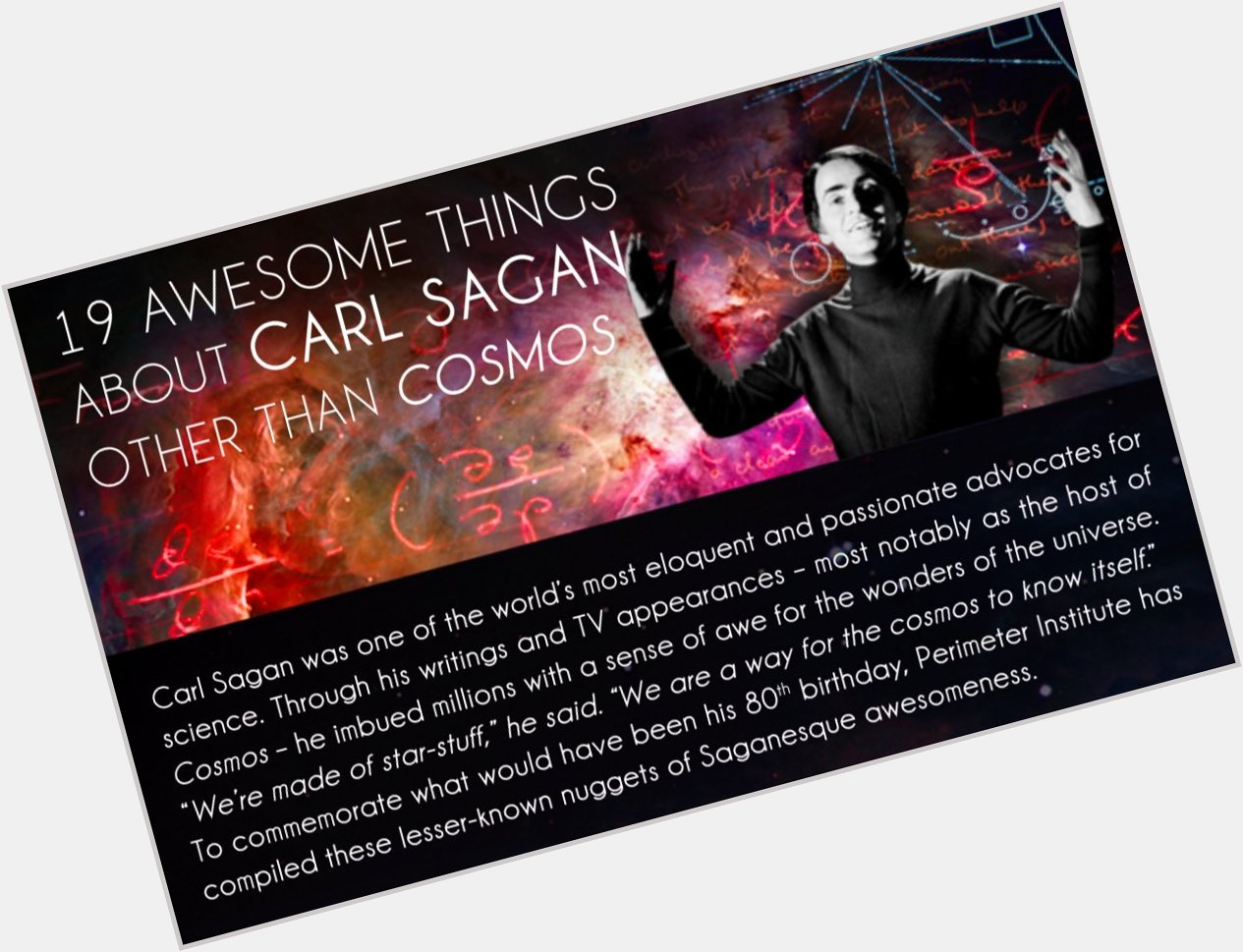 Happy Birthday to astrophysicist and science communicator Carl Sagan!  