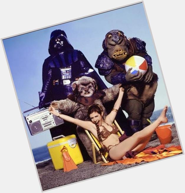 Happy Bday Carrie Fisher! If this photo is real it Is awesome. Love to think of Darth on Death Star with his Boombox 