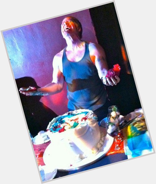 I love these pics of danny elfman with birthday cakes 
(the first cake apparently says \"happy birthday carrot top) 