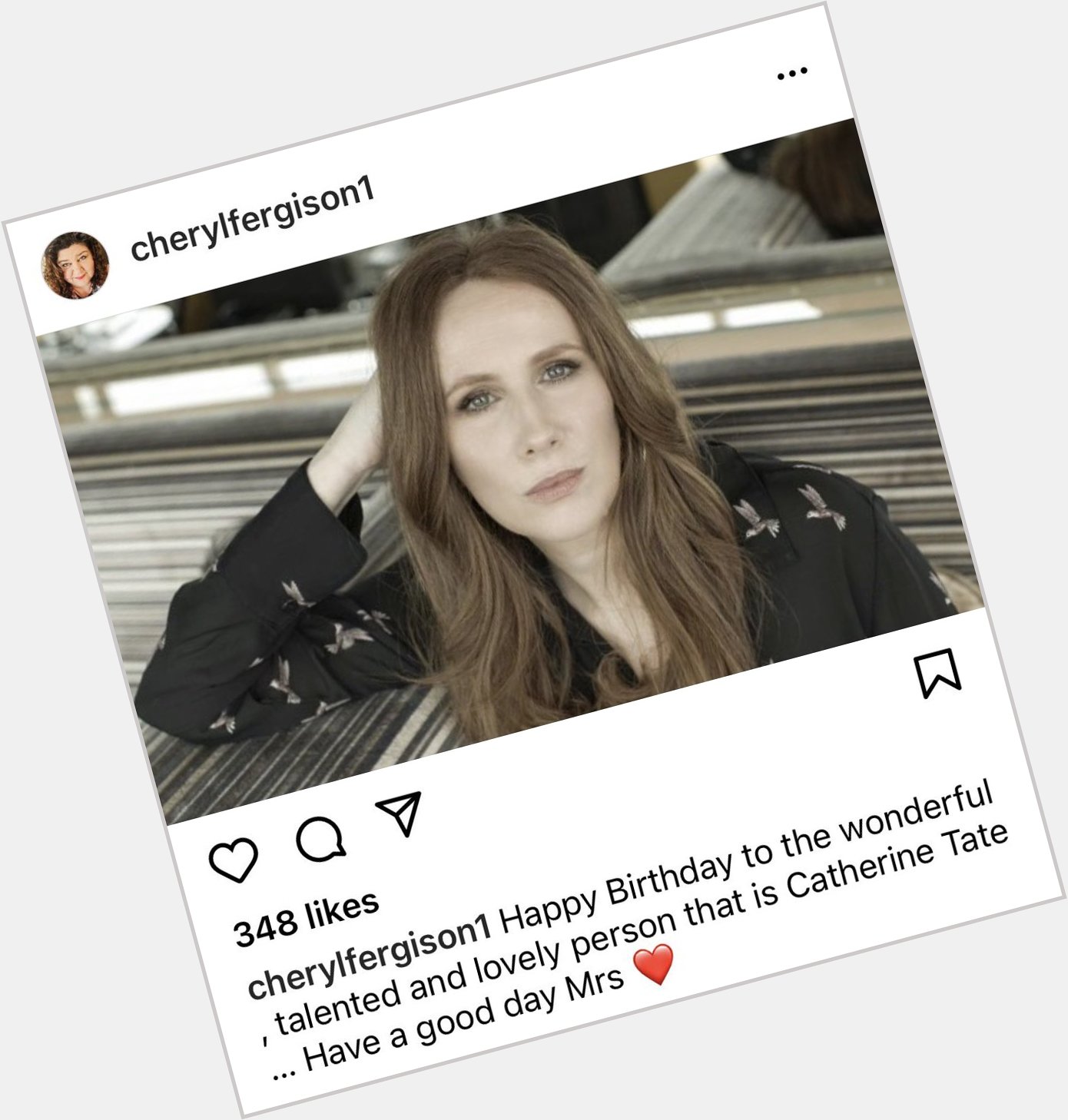 Obsessed with Cheryl Fergison wishing Catherine Tate a happy birthday 7 months early 
