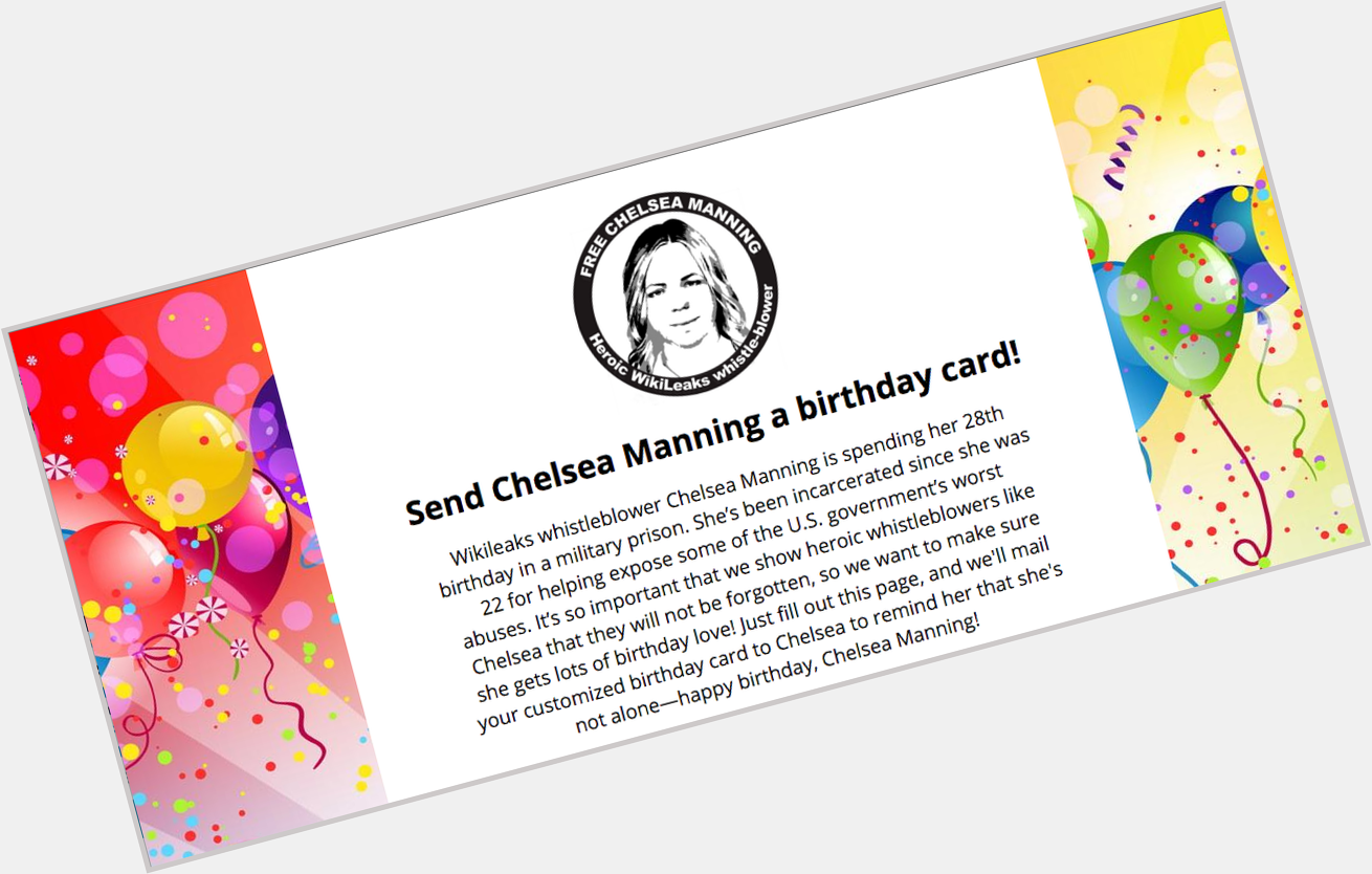 Remessage to wish Chelsea Manning a happy birthday! Then send her an IRL bday card  