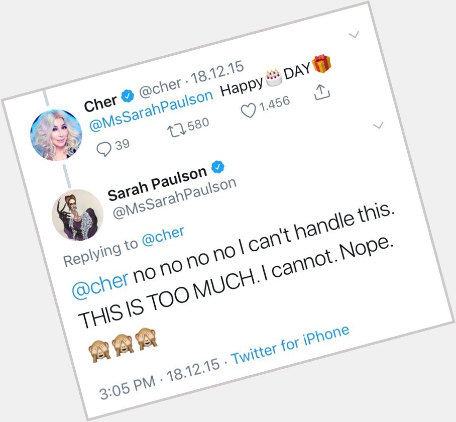 That time when Sarah freaked out bc Cher messageed her a happy birthday ! Now, they re like bffs. 